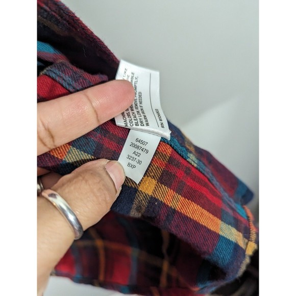 Duluth Trading Red Plaid Long Sleeve Cotton Flannel Slim Shirt Men Size L Tall - Picture 7 of 7